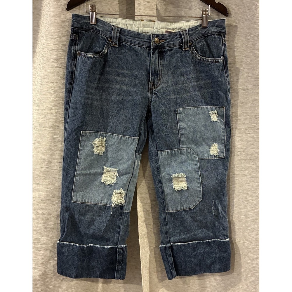 Vintage Y2K G-Unit Blue Denim‎ Embroidered  Hip Hop Capri Jeans Size 11